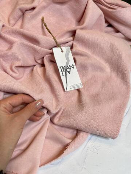 Плательно-костюмный хлопковый футер (петля) (Valentino, 100%хлопок, Пудровая сакура, 185, 310 гр/м2)