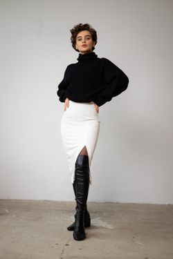 Юбка миди молочная