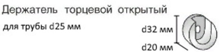 Кронштейн боковой торцевой открытый для труб d25 мм, цвет черный/золото