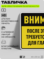 Табличка для обеспечения безопасности "После этой точки требуется защита для глаз и ушей", для производства, предприятия, организаций, 40х30 см, Silver Plane x Айдентика Технолоджи