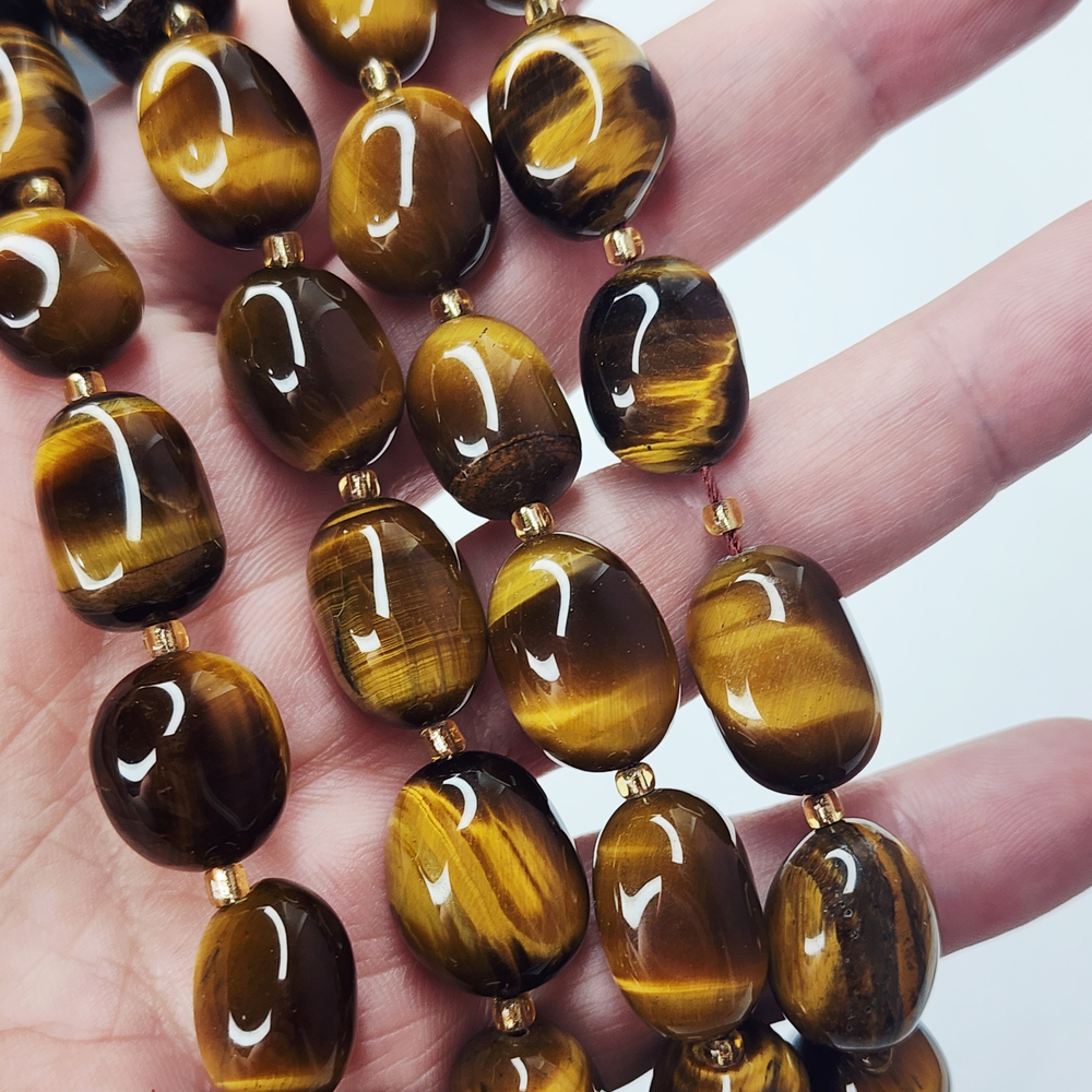 Тигровый глаз, крупная галтовка, 12-16 мм, камни овалы бочонки, штучно