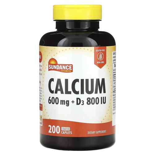 Sundance Vitamins, кальций с витамином D3, 200 капсул, покрытых оболочкой