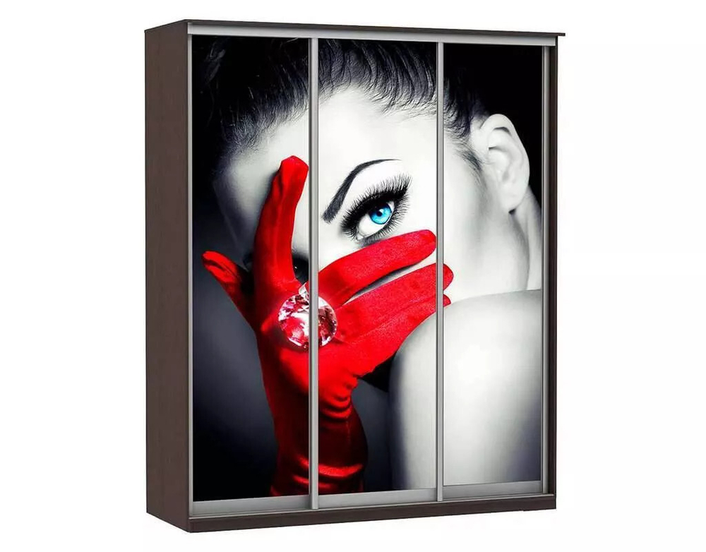 Шкаф купе Модерн 2076х600 3-х дверный 3-х секционный фотопечать №1 венге