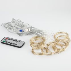 Светодиодная новогодняя гирлянда Intro Holiday INZR-01 занавес 3*3 м теплый белый 240 microled USB | Intro