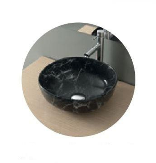 Раковина накладная круглая 400x400x145 мм SPIN40 23595 мрамор чёрный