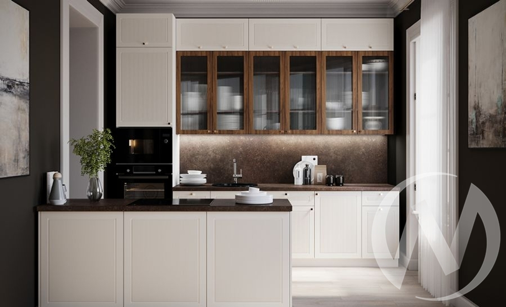 Кухня "Моцарт" Кварц грей/Дуб бурбон