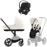Коляска 3 в 1 Cybex Priam IV Rosegold complete и автокресло Aton B2 i-Size Volcano Black Off White