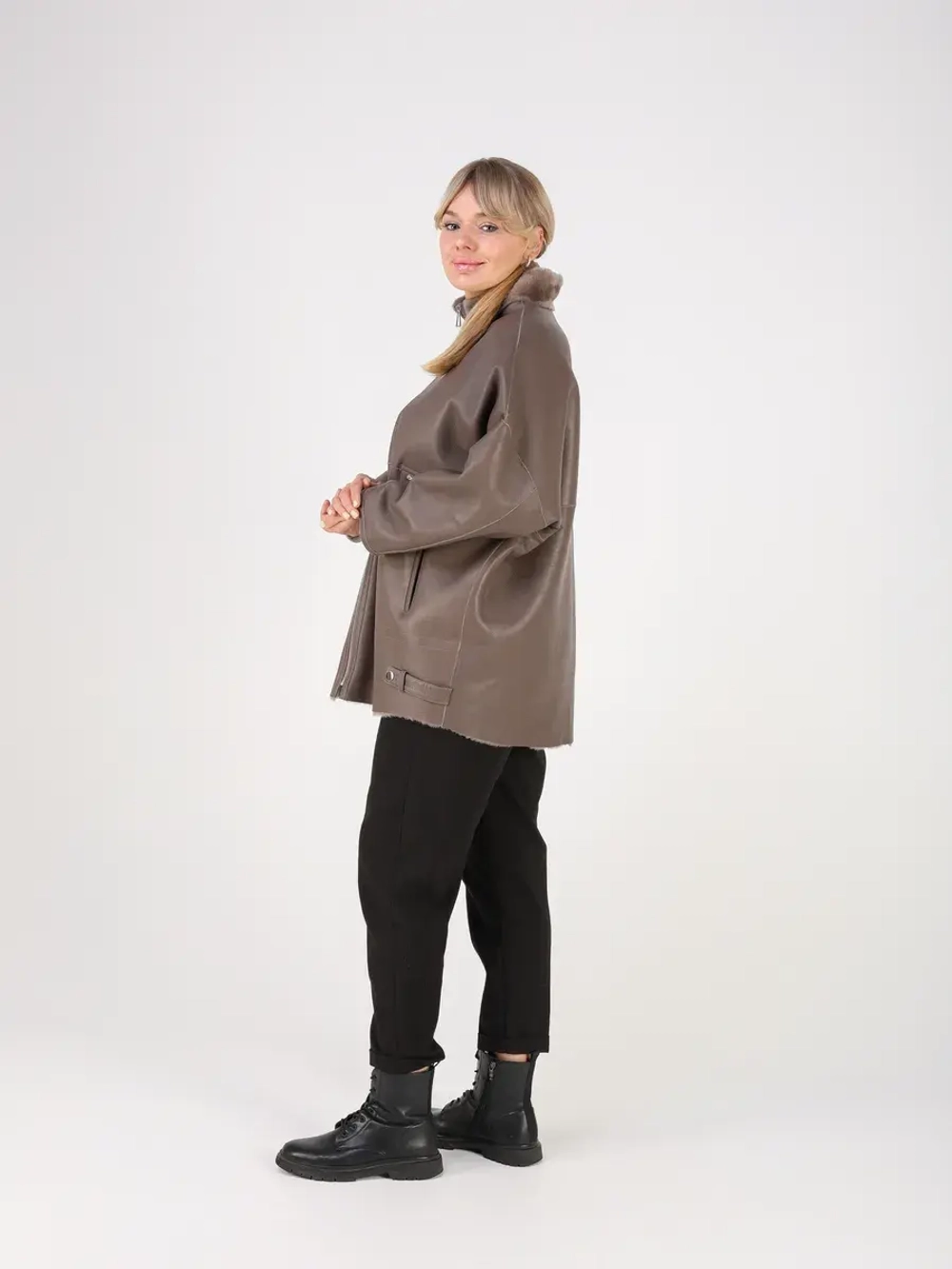 Дубленка зимняя натуральная оверсайз больших размеров