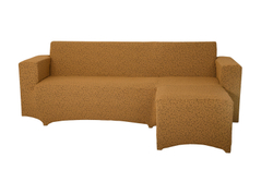 Чехол Жаккард на угловой диван с выступом справа, цвет Медовый