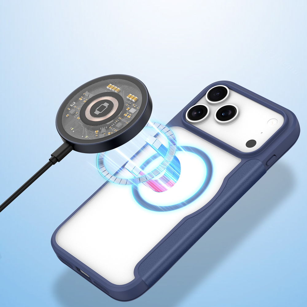 Чехол книжка синего цвета с поддержкой MagSafe от Dux Ducis для iPhone 17 Pro, серия Skin X Pro Series Case