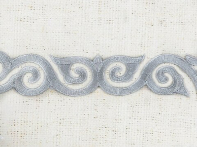 Тесьма термоузор орнамент, ш. 4 см, серебро