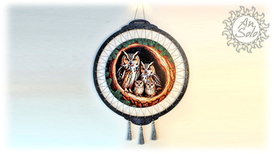 Панно декоративное "Совиная семья"