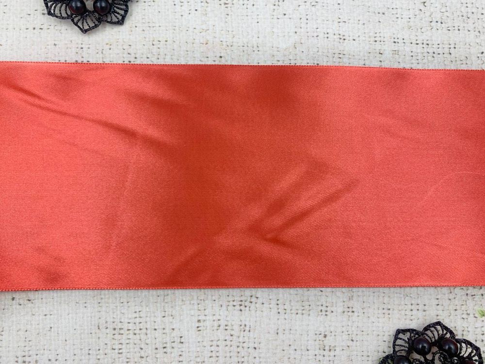 Лента атласная, ш. 10 см, светло-коралловый