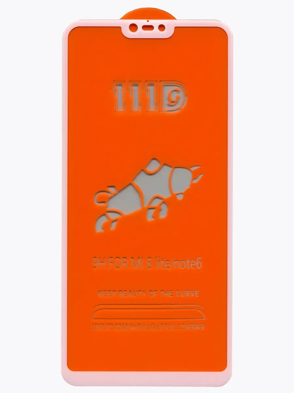 Защитное стекло Glass для Xiaomi Redmi Note 6/ Mi 8 Lite, полный клей 111D, белая рамка