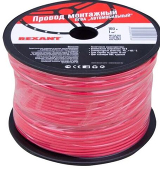 Провод одинарный 1х1,00мм красный , 100м REXANT а016524