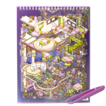 Румбокс, наклейки для творчества - антистресс блокнот, 200*265 мм, "Animal Party", фиолет, XXL, 3D стикеры, 6 комнат, в комплекте пинцет, пакет с европодвесом