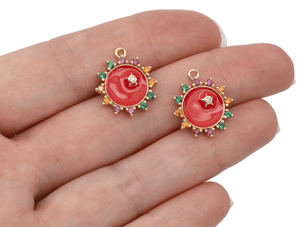 Подвеска круглая 18мм, эмаль, стразы