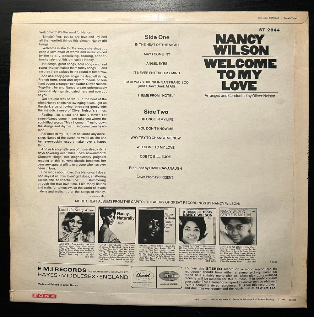 Nancy Wilson- Welcome To My Love (Англия 1968г.)