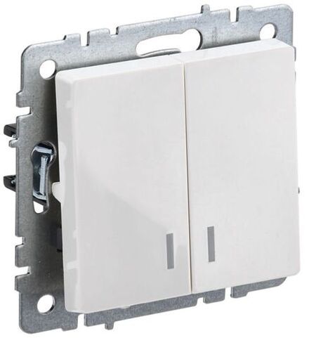 Выключатель 2-кл. СП BRITE ВС10-2-1-БрБ 10А с индик. механизм бел. IEK BR-V20-1-10-K01