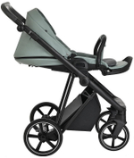 Детская коляска Roan Sol Кожа 3 в 1 с автокреслом Avionaut Silver Black RSL/2023 Misti Mint/Grey/руч. Серый