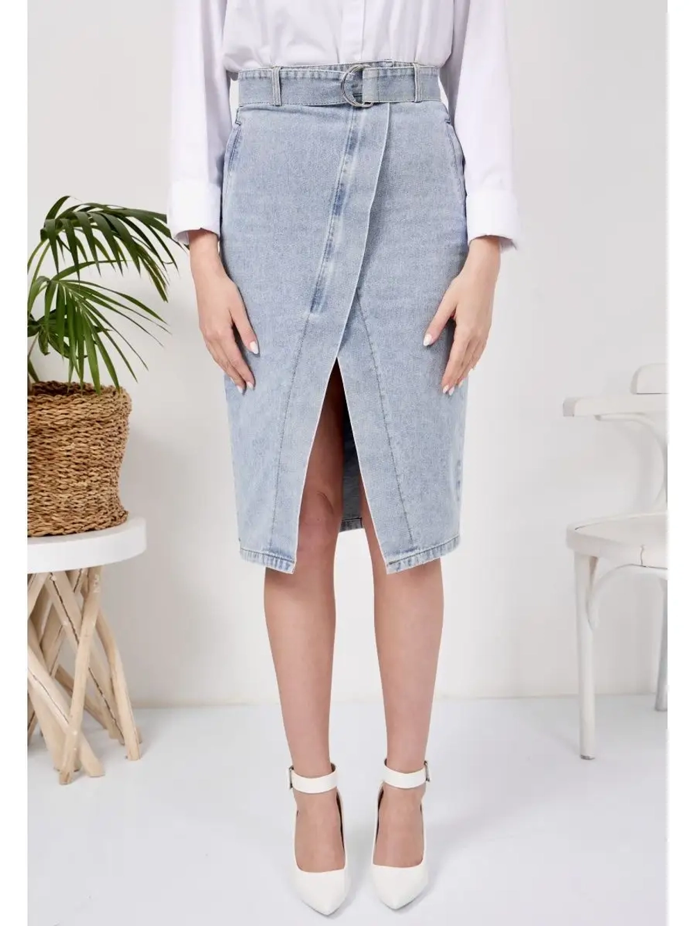 ✿ Юбка джинсовая миди с разрезом ✿