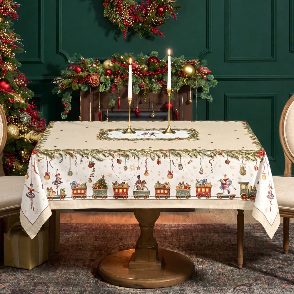 СКАТЕРТЬ "ЩЕЛКУНЧИК" 140Х180СМ БЕЖЕВЫЙ,100%ХЛОПОК , ТВИЛ