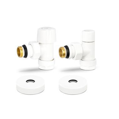 Комплект термостатический Thermo, 1/2" x 3/4", Desighn Series, угловой, белый