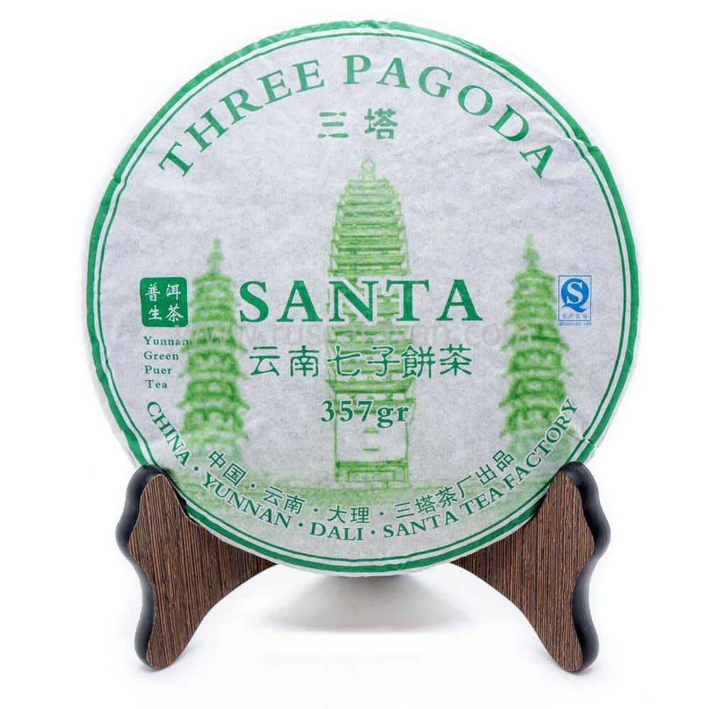 0474/2021 Чай прессованный зеленый Пуэр Шэн "Саньта", ци цзы бин 357 гр