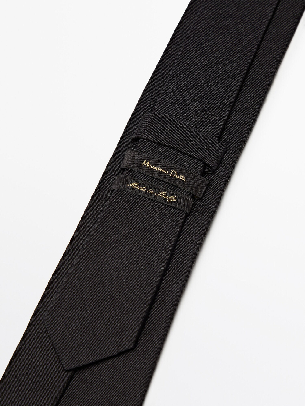 Massimo Dutti Галстук из хлопково-шелкового твила, черный