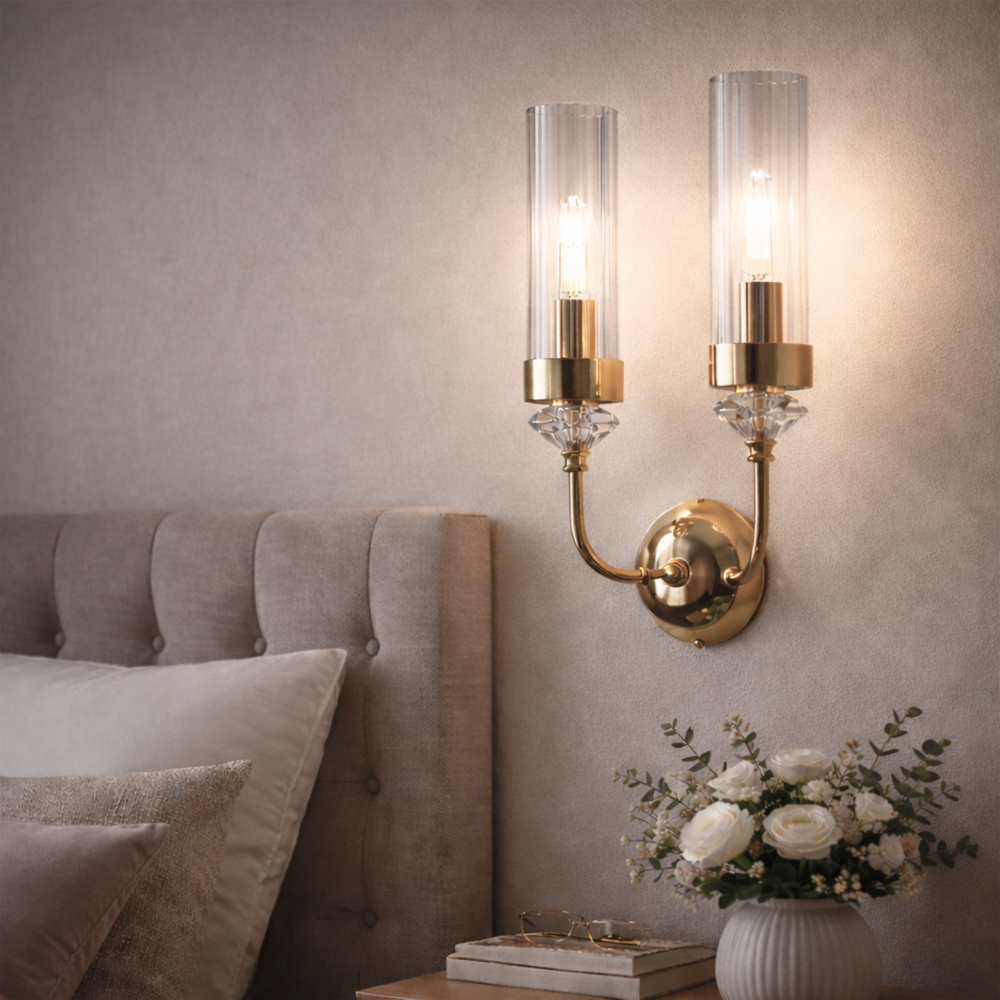 SL1402.201.02 Светильник настенный ST-Luce Латунь/Прозрачный E14*2 40W ЭЛЕГРА