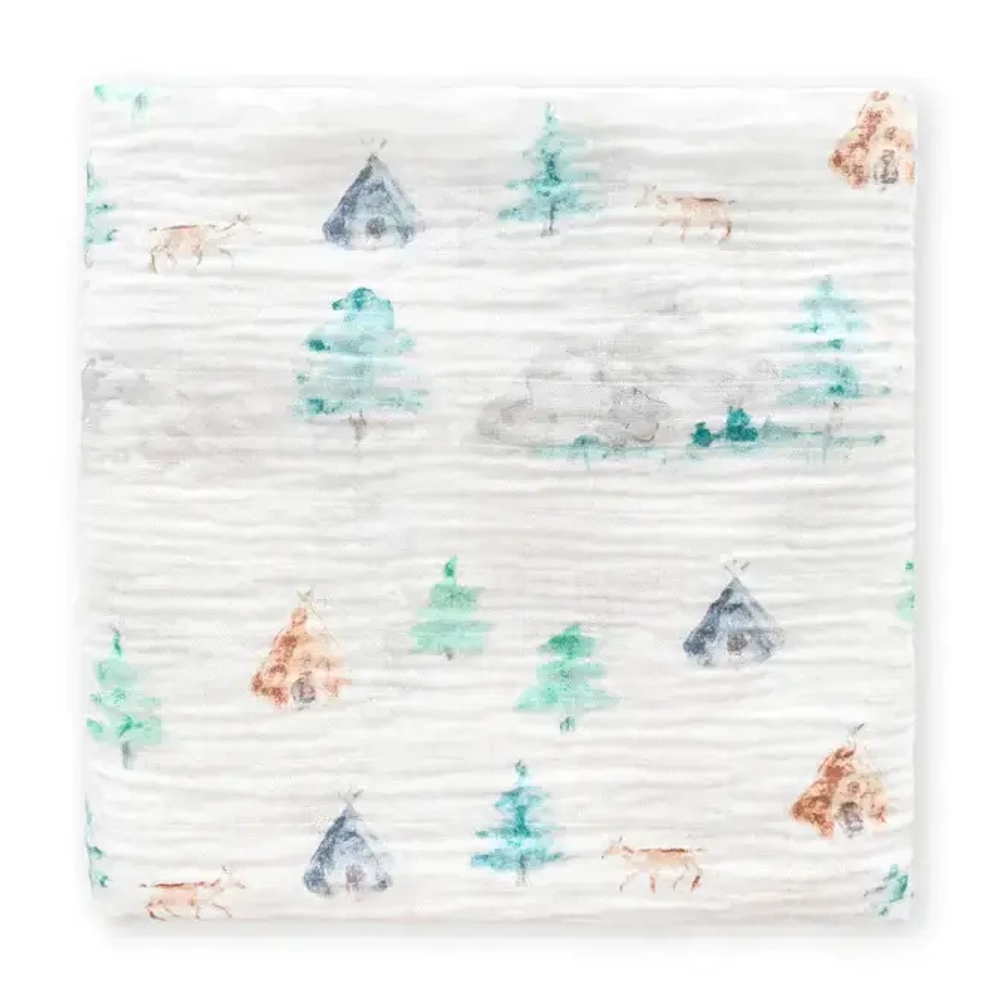 SwaddleDesigns SDM-1031WMT Пеленка муслиновая - Watercolor Mountains & Trees - In the Wild