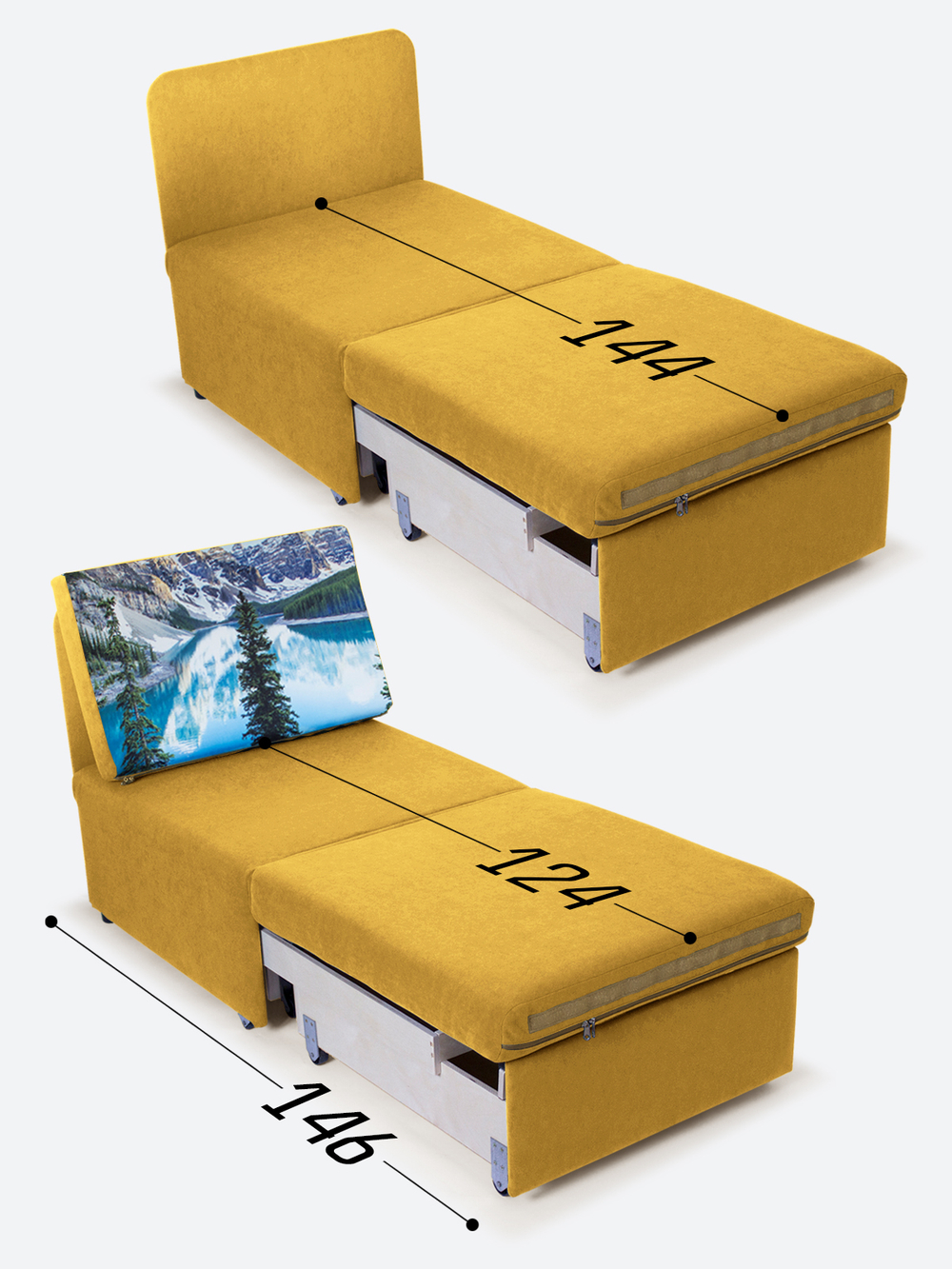 Кресло-кровать "Миник", купон Пейзаж