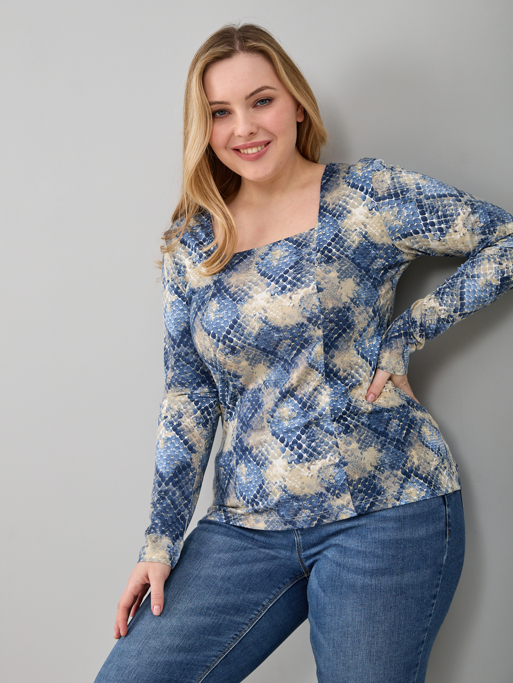 Лонгслив ЛНл-001/голубой-питон