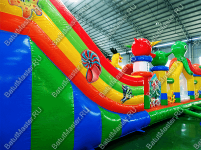 Коммерческий надувной батут "Осьминоги и драконы" 17*8*7 м