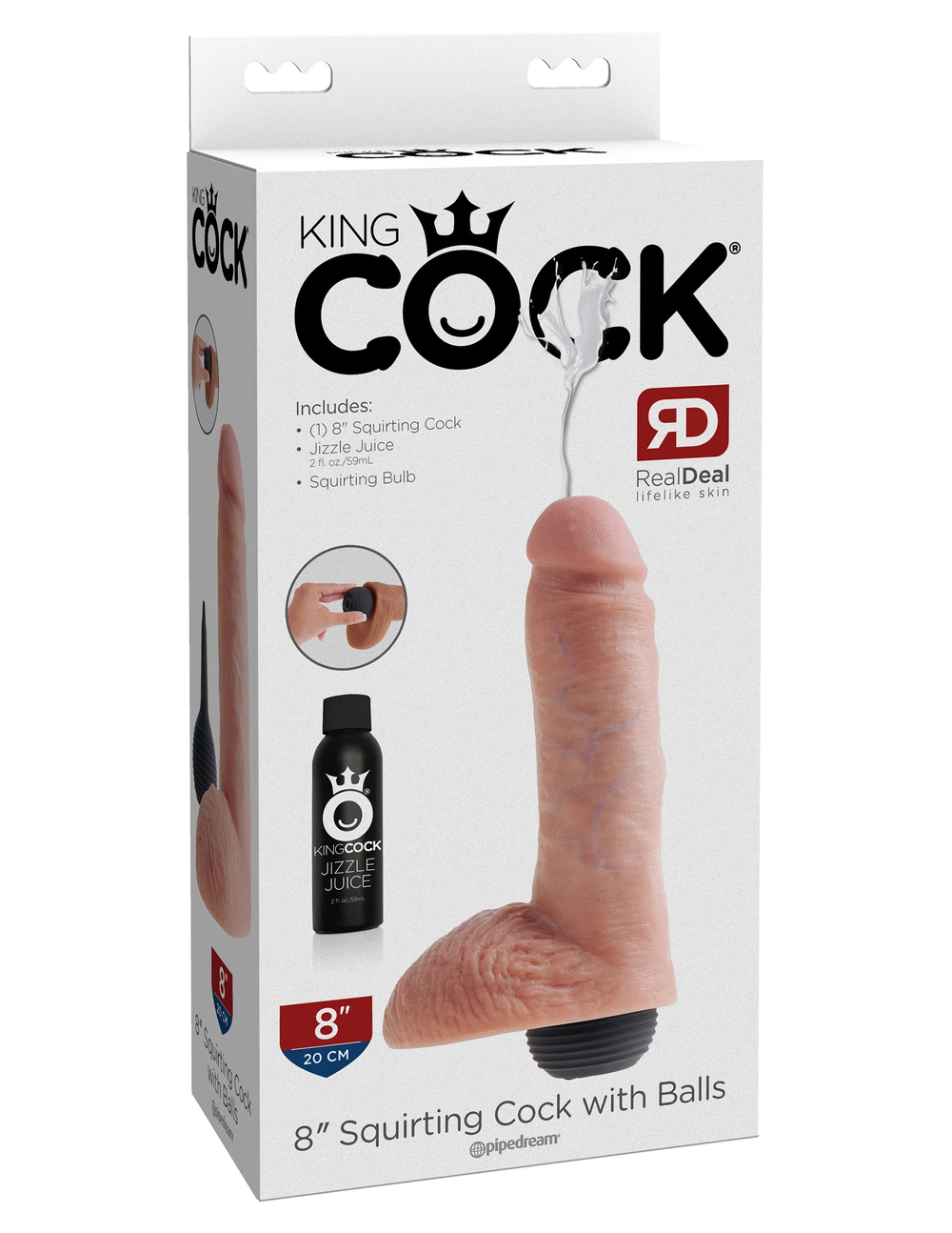 Фаллоимитатор с имитацией семяизвержения King Cock 8" Squirting Pipedream 560221PD