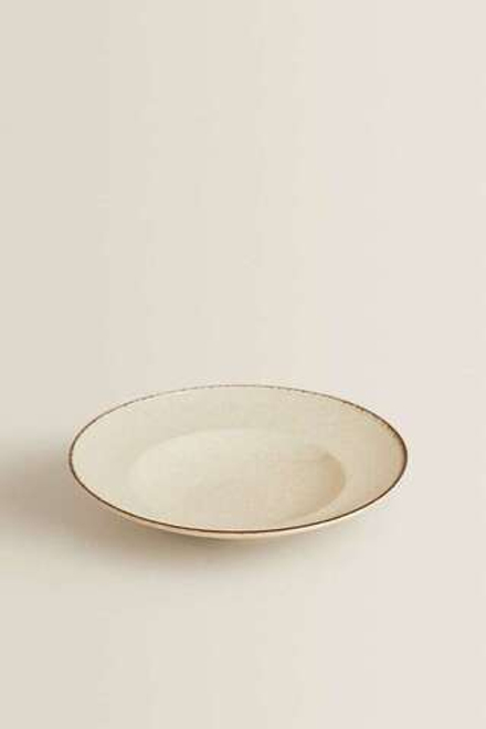 ZARA HOME ФАРФОРОВАЯ ТАРЕЛКА ДЛЯ МАКАРОН СО СТАРИННОЙ ОТДЕЛКОЙ, СВЕТЛО-БЕЖЕВЫЙ