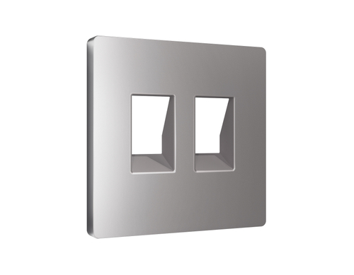 AP5121 Лицевая панель ALFA (Сталь матовый) для компьютерной/телефонной двойной розетки RJ-45/RJ-11 QUANT