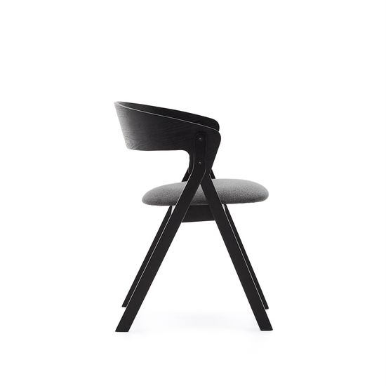 Стул Godia из дерева с черной отделкой и серым шениллом