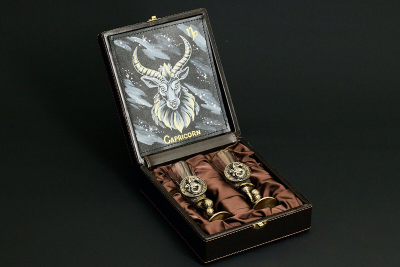 Набор лафитников для водки «Знаки Зодиака Козерог» 2 шт. в подарочном футляре c художественным оформлением