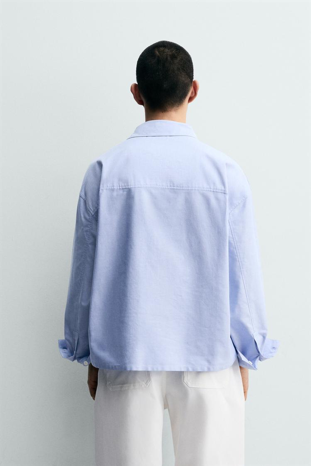 ZARA РУБАШКА BOXY FIT ОКСФОРД, НЕБЕСНО-ГОЛУБОЙ