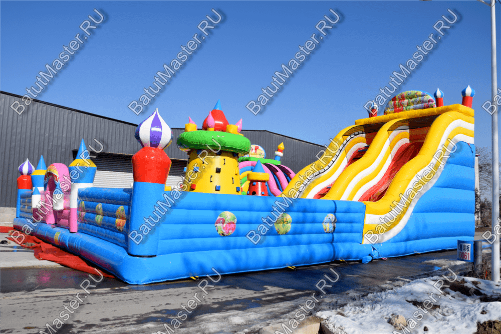 Большая площадка с высокой горкой "Дино-городок", 15*15*6 м