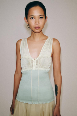 ZARA КОМБИНИРОВАННЫЙ ТОП, ГОЛУБОЙ