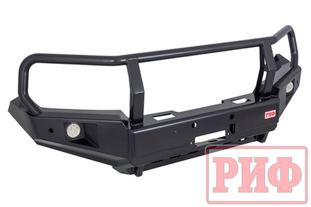 Бампер силовой передний Toyota Land Cruiser 200 2007-2015 c доп. фарами, защитной дугой и защитой бачка омывателя РИФ