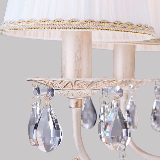 3637/7 / подвесной светильник /   белый с золотом/прозрачный хрусталь Strotskis