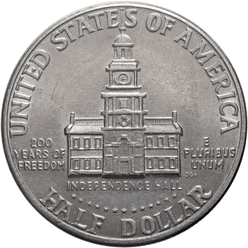 1/2 доллара 1976 (D). США  "200-летие Декларации независимости". Медно-никель. XF-AU