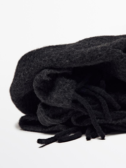 Massimo Dutti Шарф из смесовой шерсти с бахромой, маренго