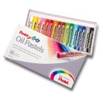 Пастель масляная художественная PENTEL "Oil Pastels", 16 цветов, круглое сечение, картонная упаковка, PHN4-16