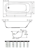 Стальная ванна BLB Universal HG, 170х75 с отверстиями для ручек