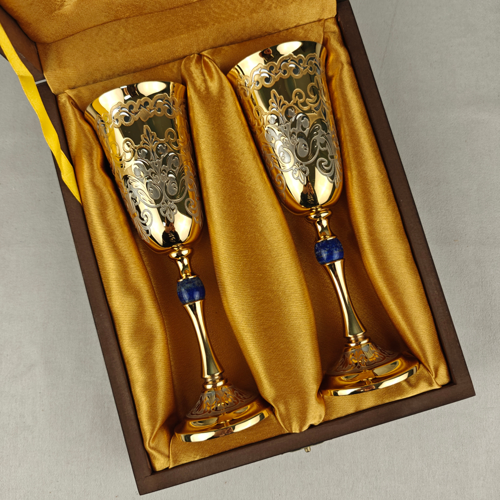 Винный набор с лазуритом "Изящный" на 2 персоны (Златоуст)