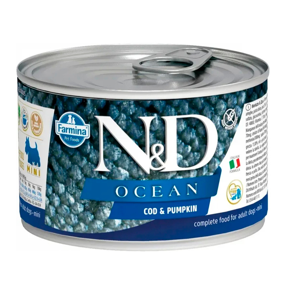 Влажный корм N&D DOG OCEAN COD&PUMPKIN Adult mini с треской и тыквой для собак мелких пород 140г